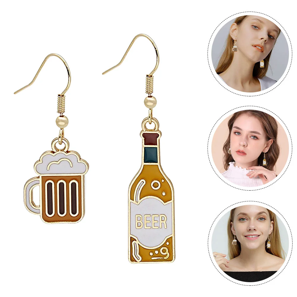 Asymmetrical Beer Mug Earrings Miss Glasses Gobstoppers Alloy Holiday for Women Birthday