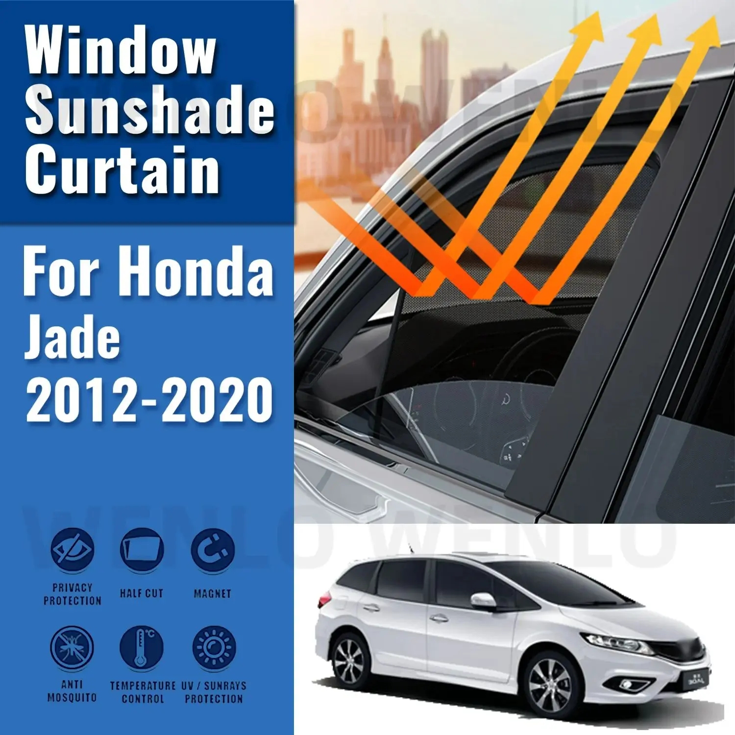 For Honda Jade 2012-2021 Car Sunshade Shield Magnetic Front Windshield Frame Blind Curtain Rear Side Window Sun Shade Visor