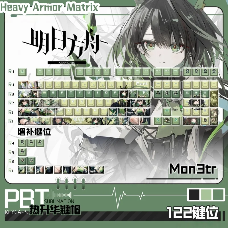 

Arknights Mon3tr Theme Game Keycaps 122 Key Cherry Profile Mechanical Keyboard Anime Cartoon Games Festival Gifts Office Keycaps