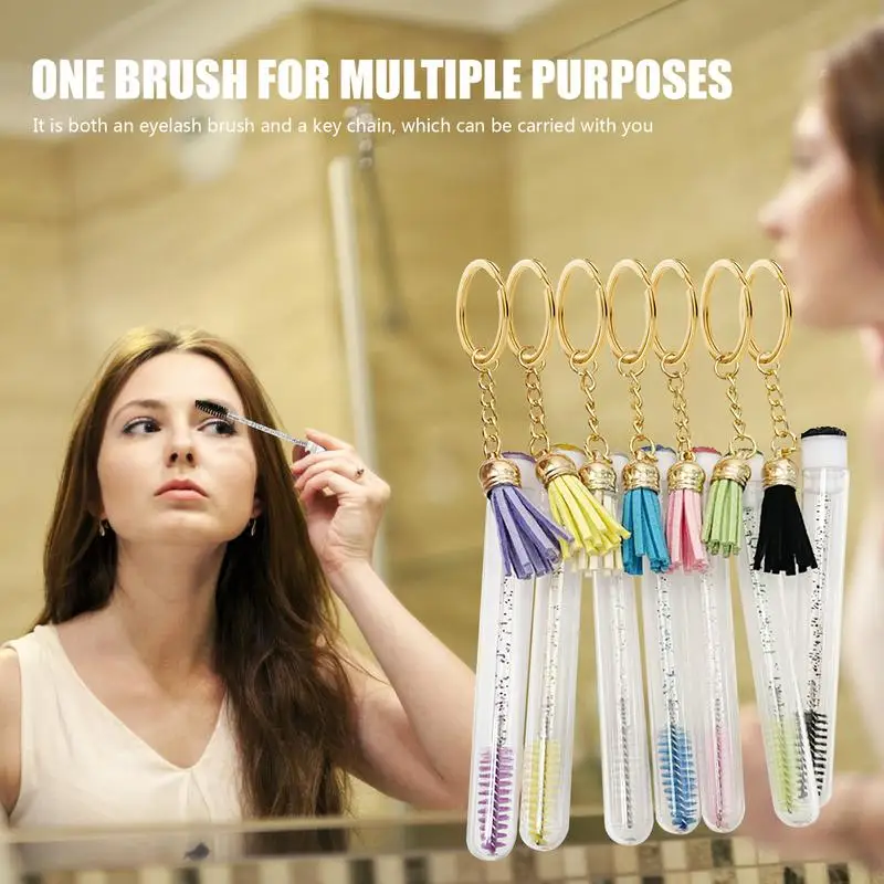 Eyelash Brush Tube With Keychain Eyelash Diamond Empty Mascara Wand Tube Eyelash Brush Lash Extension Brushes Mascara Brushes