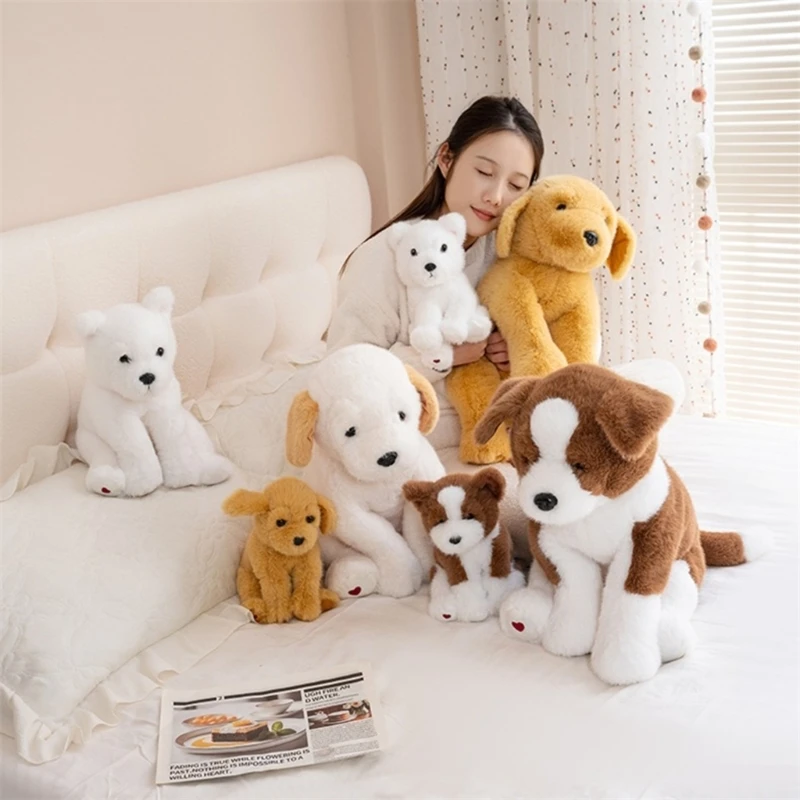 Lovely Puppy Labrador Samoyed Figure Toy Soothing Doll Sweet Hugging Doll Shower Gifts Washable Doll for Toddlers Kids 15UB