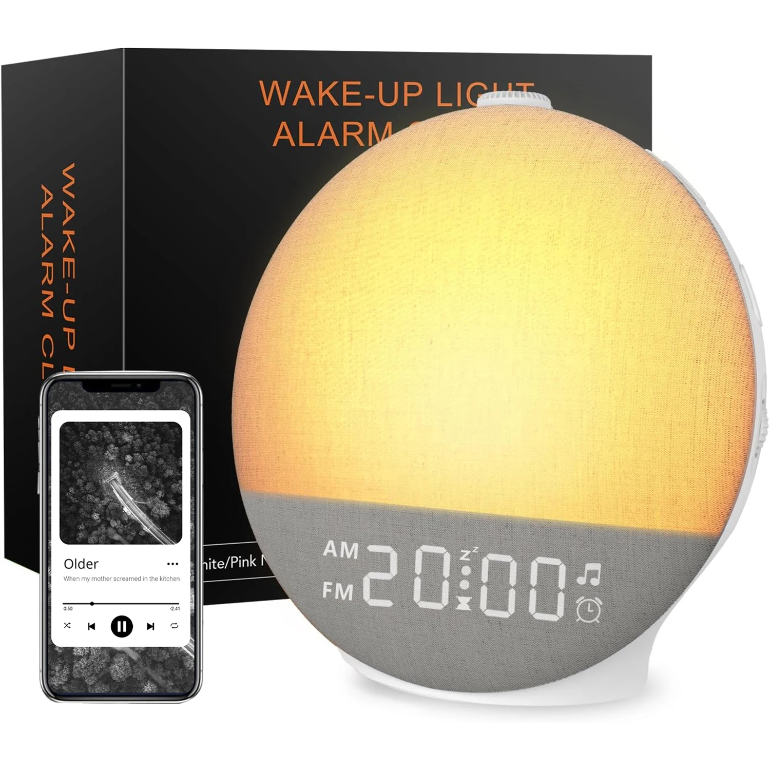 Wake Up Light Sunrise Alarm Clock White Noise Sound Machine Bluetooth Speaker Color Changing Night Light for Bedroom Ideal Gifts