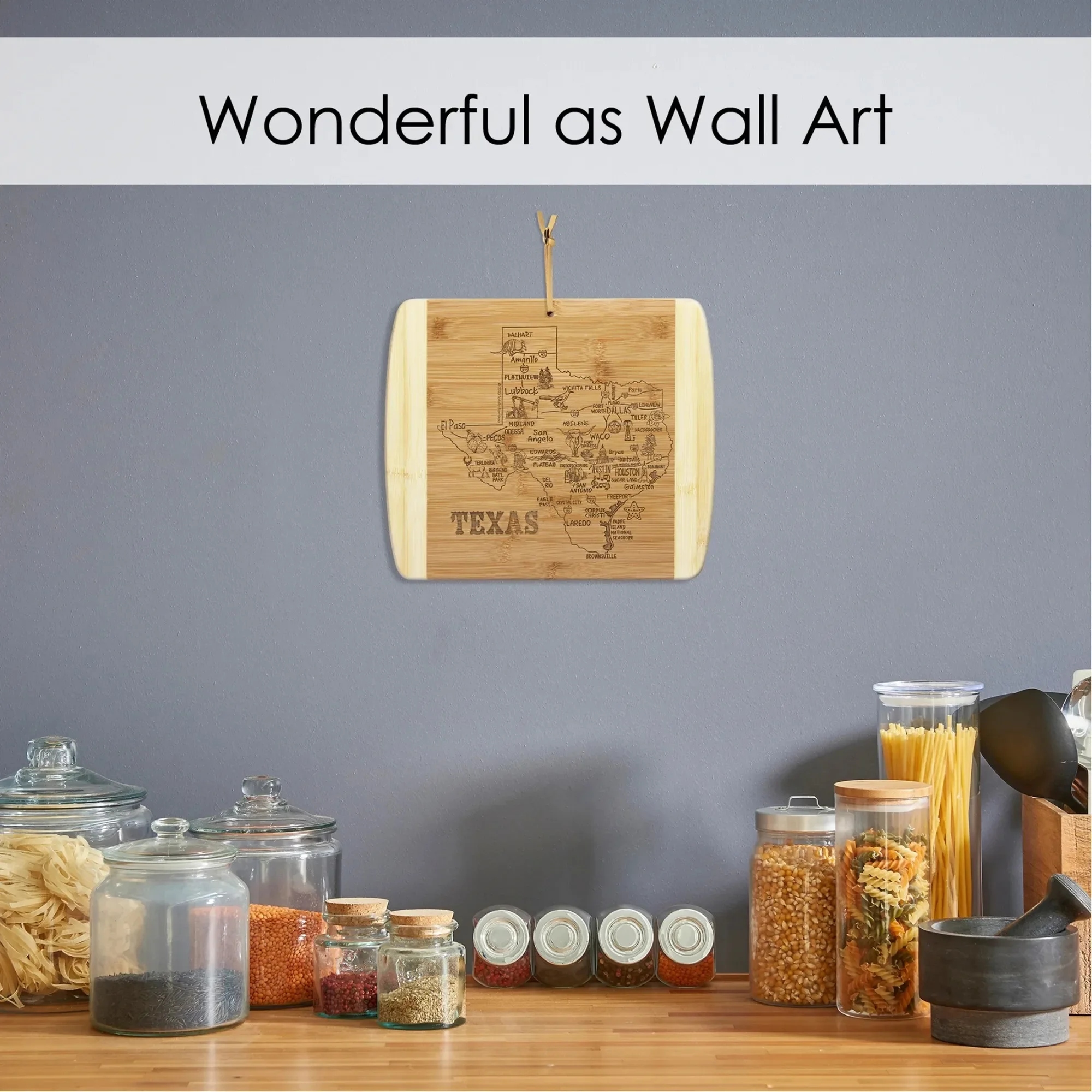 Confezione da 2 tagliere e piatti per salumi in bambù a forma di Texas per servire, regali