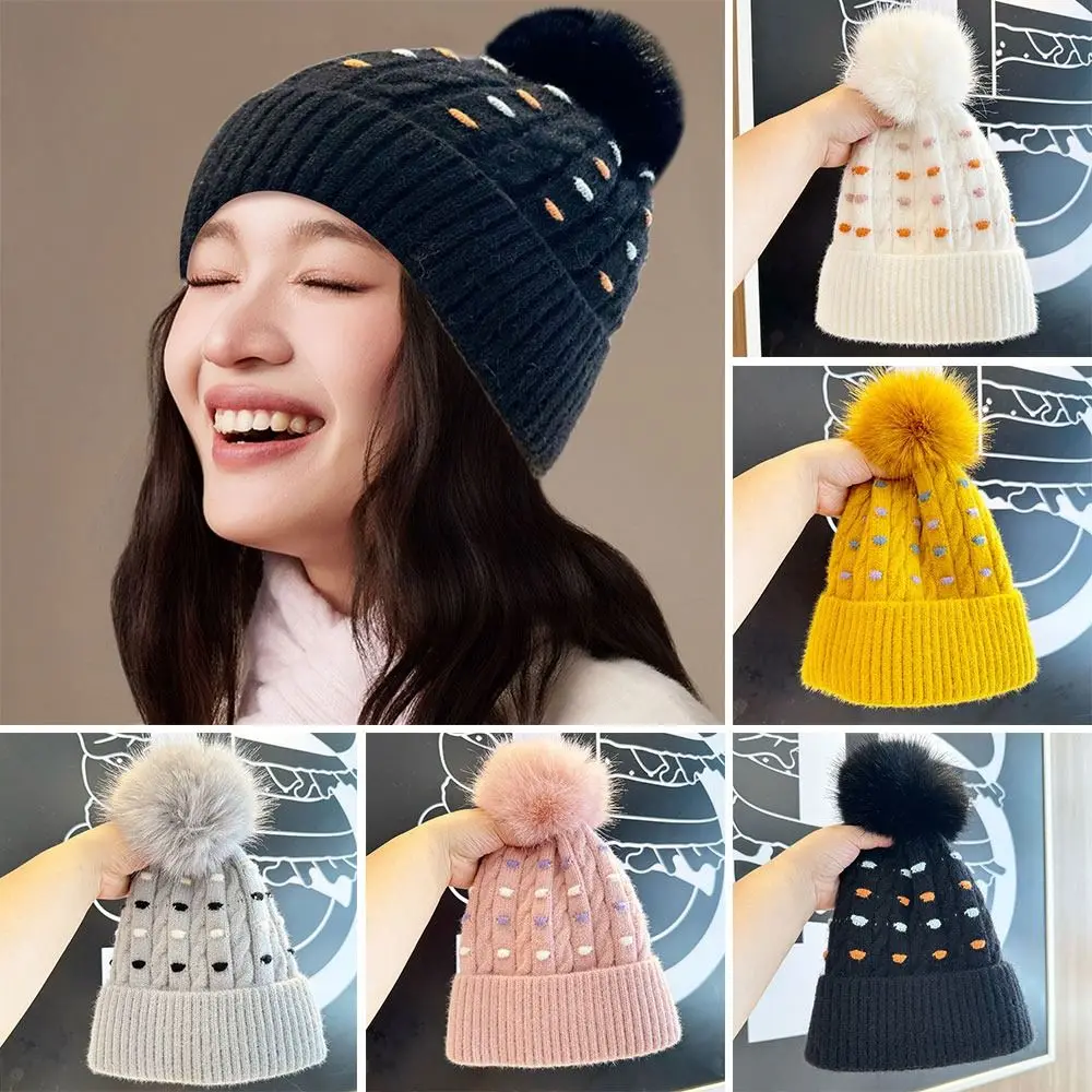 

Fashion Warm Winter Hat Ear Protection Plush Knitted Cap Thickened Casual Pompoms Hat Outdoor