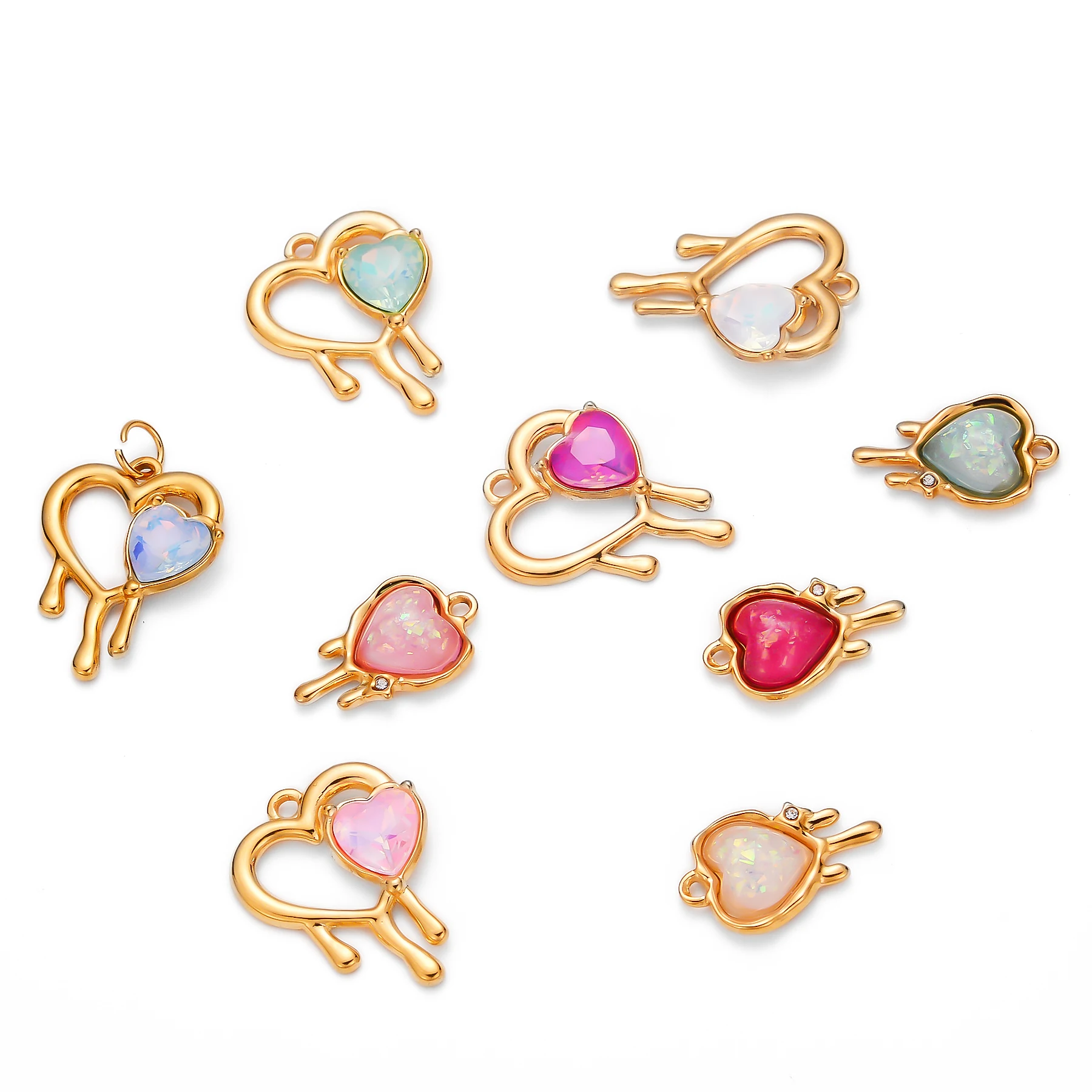 

5pcs Stainless Steel Heart With Zirconia Charms Pendants For DIY Jewelry Making Necklace Bracelets Earring Accessories Supplies