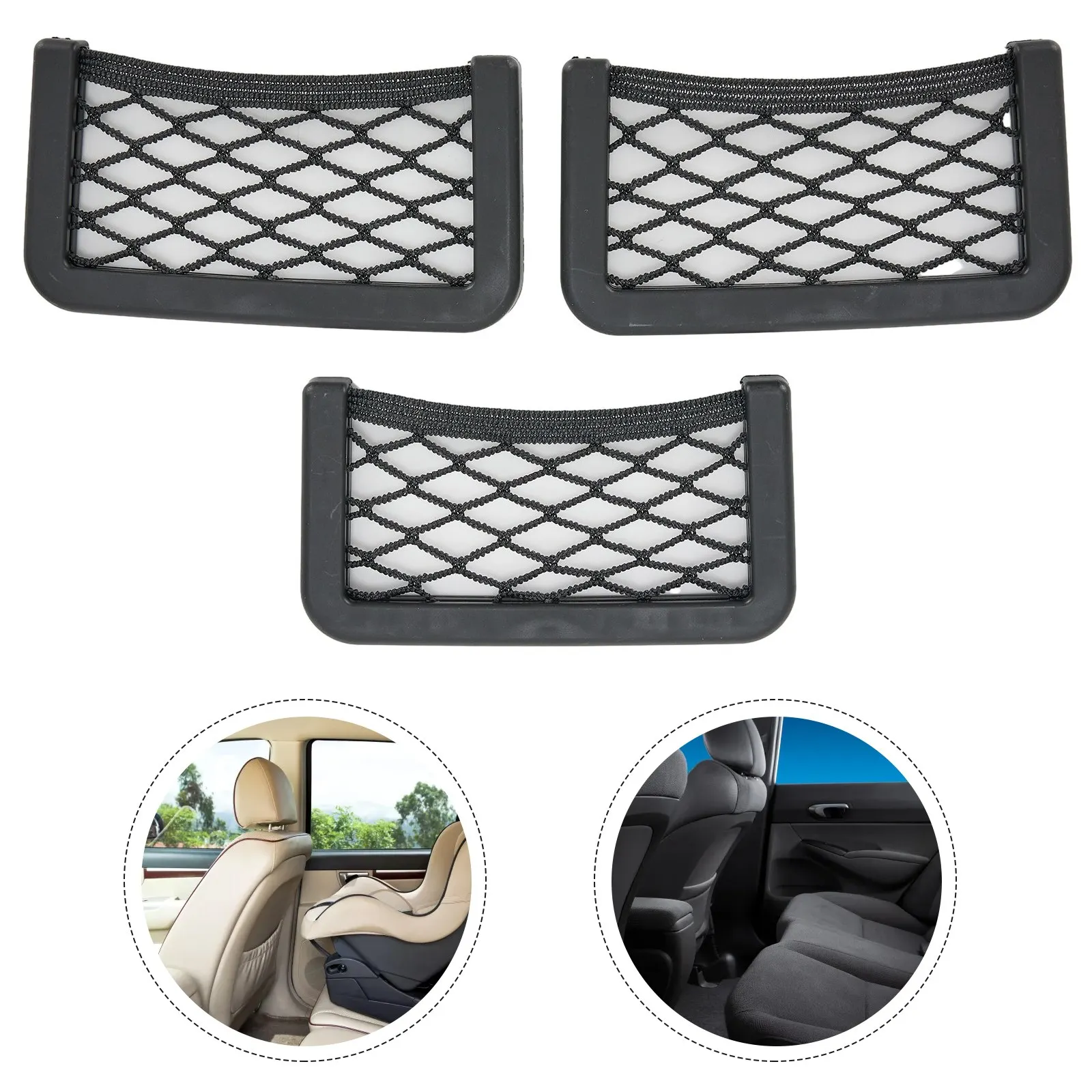 Storage Net Bag 3Pcs/set Car Interior Accessories Universal For Car Seat Side Back Phone Holder Pocket Organizer