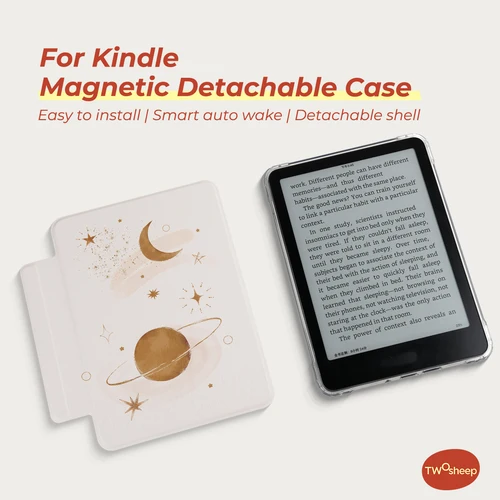 Imagen 1 del producto Funda Twosheep para Kindle 11.ª generación, Colosoft Paperwhite 12.ª, 11.ª, 10.ª, 7.ª, Magnética, Desmontable, Parte Trasera Transparente, Activación/Suspensión Automática, Arte Abstracto