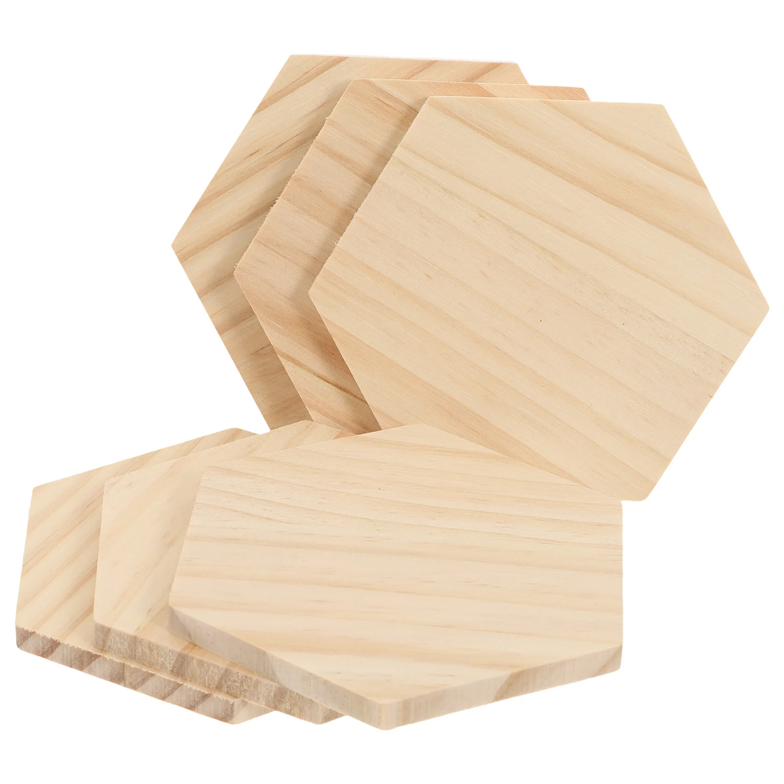 

6pcs Hexagon Wooden Coasters Blank Diy Cup Mats Smooth Unfinished Drink Coasters For Crafts Home Office Table Decor Anti-Scald
