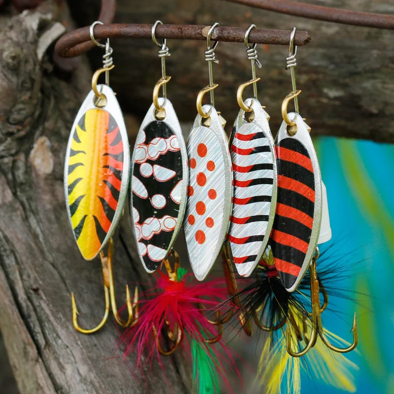 5 szt. Przynęta wędkarska Spinner, Bass Trout Salmon Hard Metal Spinner Baits Kit z pudełkami na sprzęt — zdjęcie 3