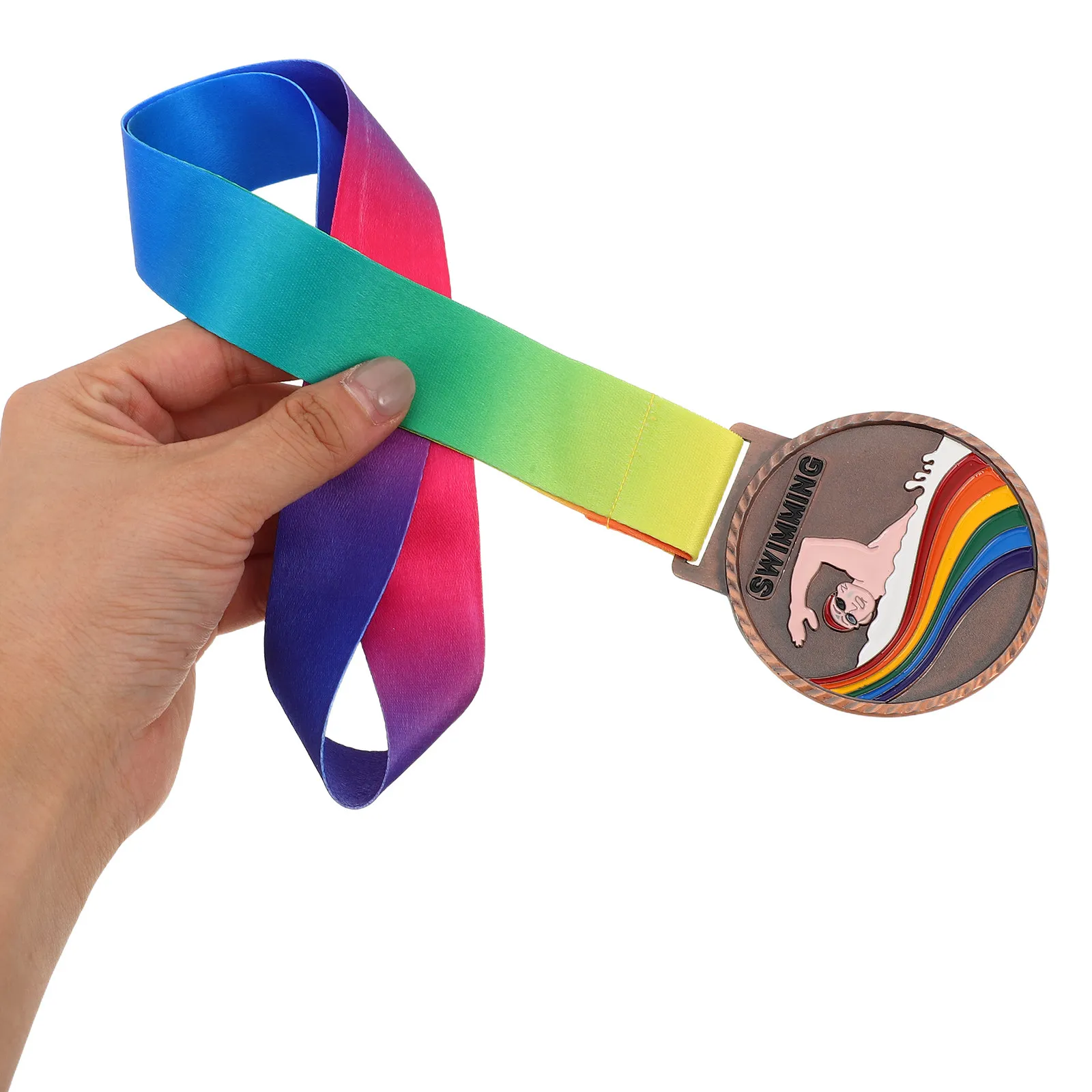 3Pcs Swimming Medals Team Participation Trophies Neck Ribbon Swimming Event Awards Competition Winner Medals Sports Party Favors