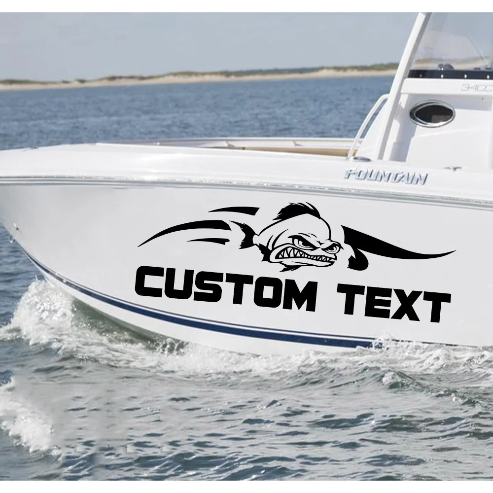 1pc legal personalizado barco número nome removível decalque para barco de peixe decoração do corpo barco a motor texto personalizado decalques adesivos de vinil