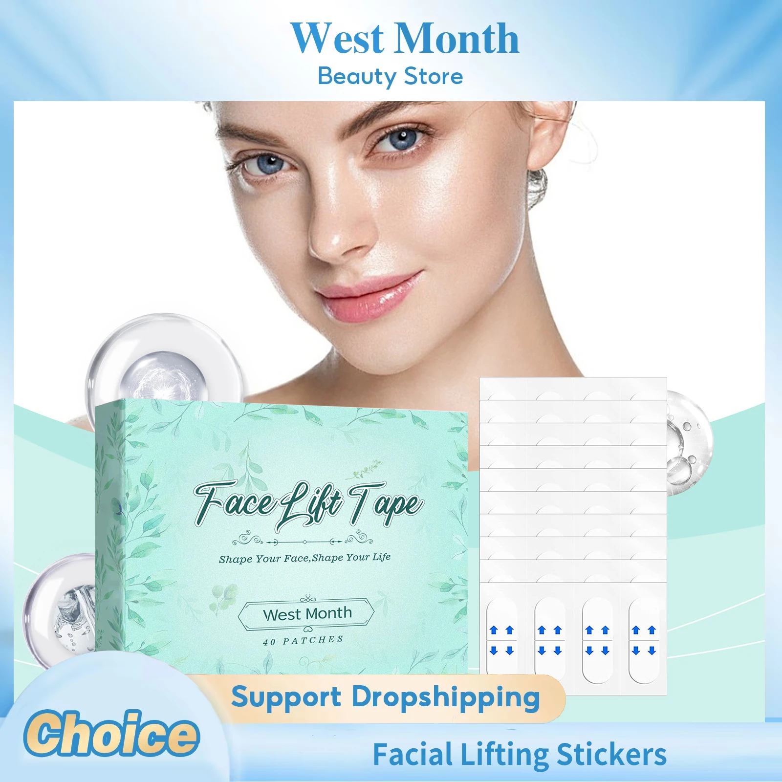 

Invisible Lifting Face Stickers V-Shaped Contour Firming Chin Anti Aging Anti Wrinkles Breathable Transparent Thin Face Patches