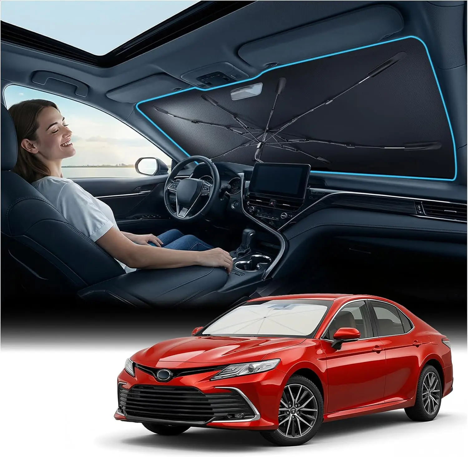 

Windshield Sun Shade for Camry 2018-2026 - Vinyl Coating Heat Shield