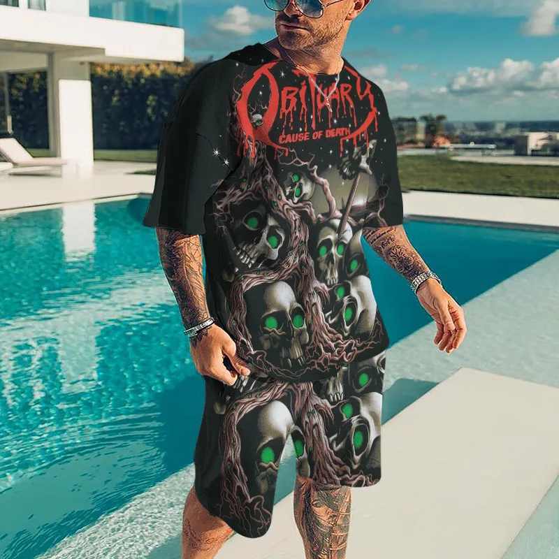 2025 New Fashion Shorts 2-piece Set Summer Men's Beach Shorts Sports Set 3D Printed Hip Hop Fashion Style
