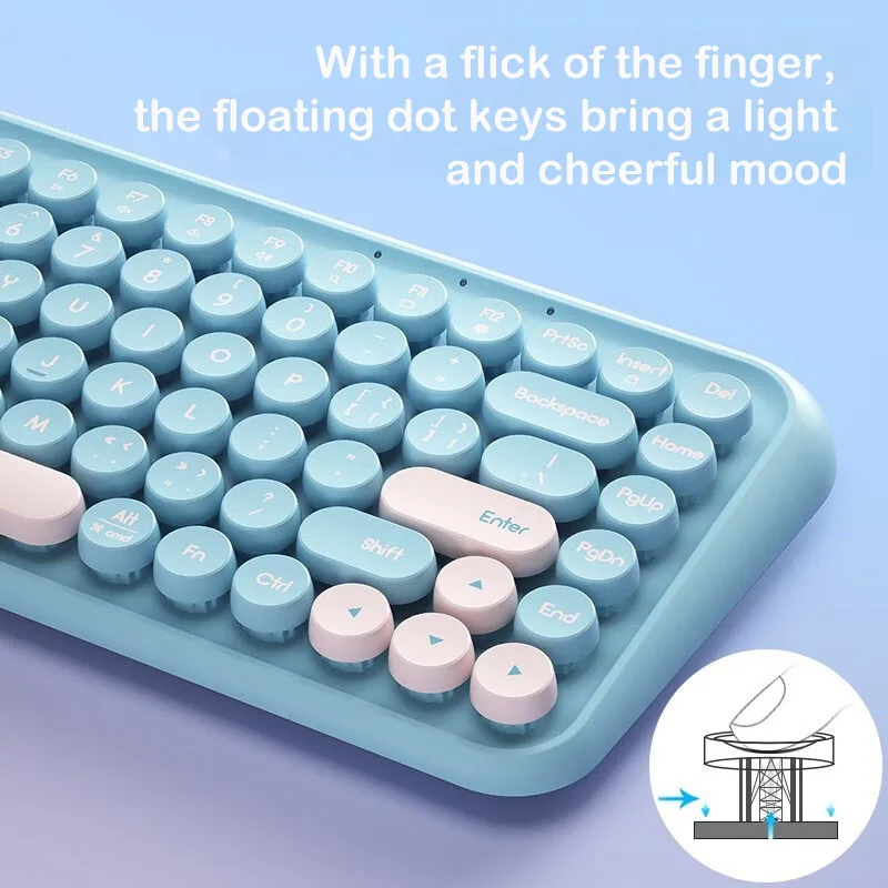 لوحة مفاتيح بلوتوث لاسلكية B.O.W K500D مع صوت خفيف، طراز قديم، رفيعة جدًا ومحمولة للاستخدام المكتبي #2