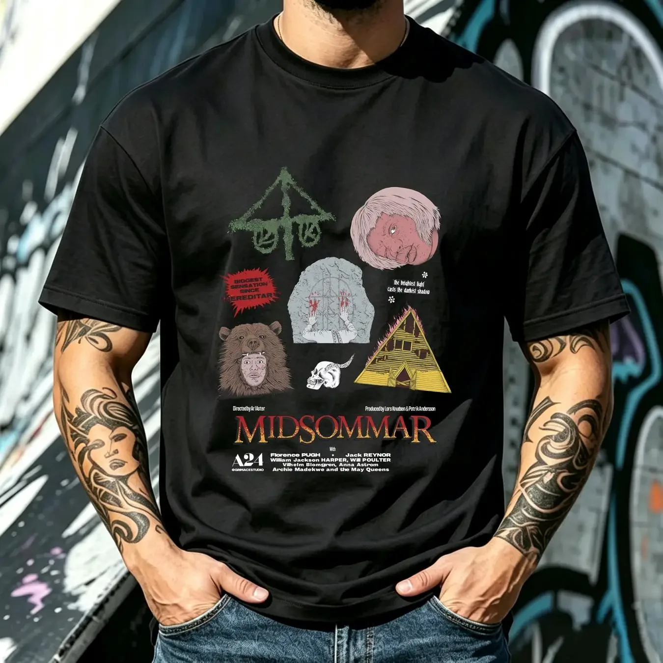 washed T Shirt Midsommar A24 Full Size S 5XL TR1823 vintage Washed Versatile Unisex graphic Casual designer clothes Breathable