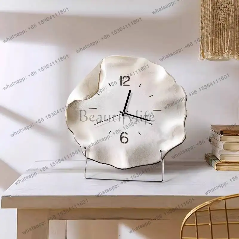 

White Round Premium Table Clock Fashion Unique Modern Luxury Digital Clock Bedroom Design Nordic Orologio Da Parete Room Decor