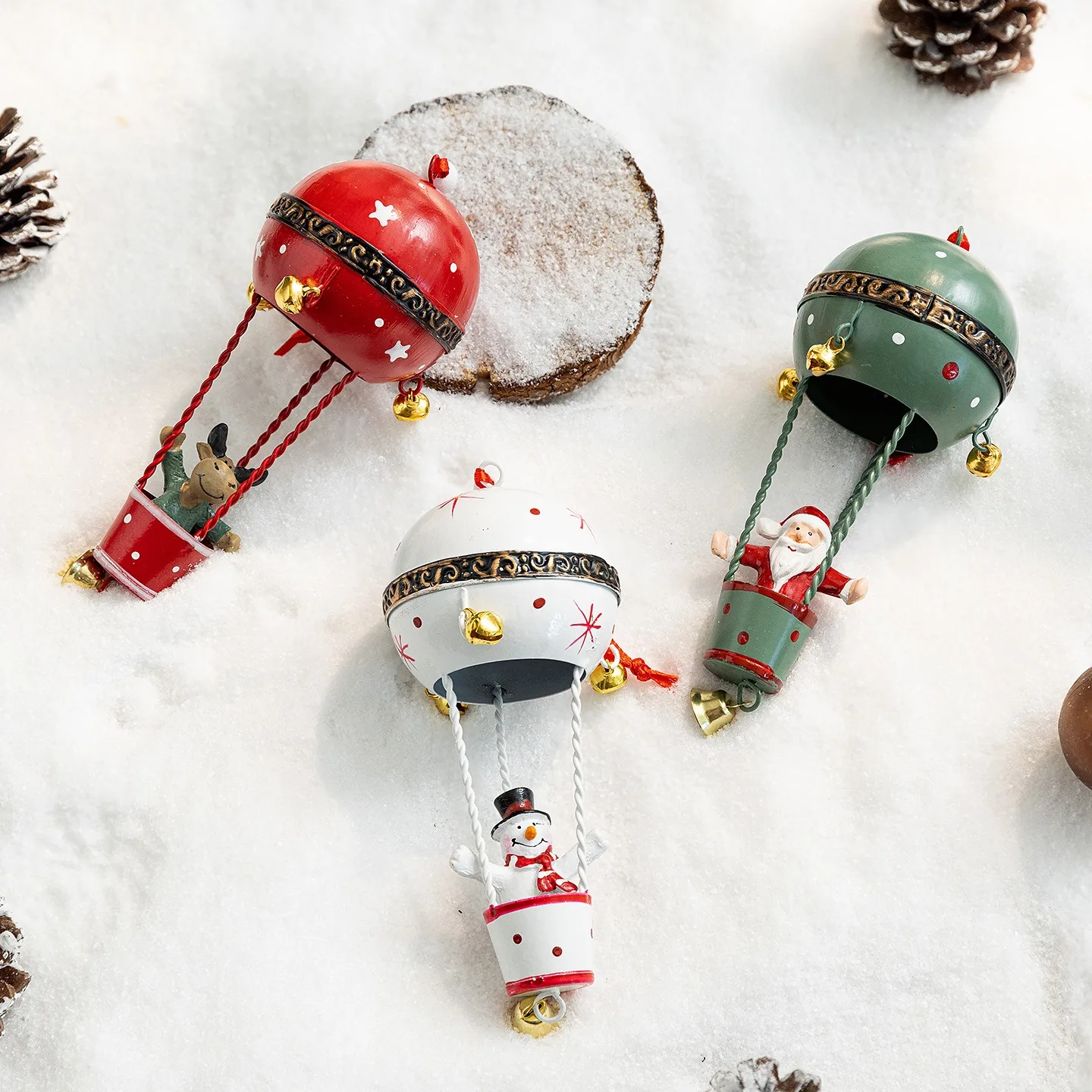 

Christmas Iron Painting Hot Air Balloon Christmas Tree Elk Snowman Santa Claus Decoration Small Pendant Christmas