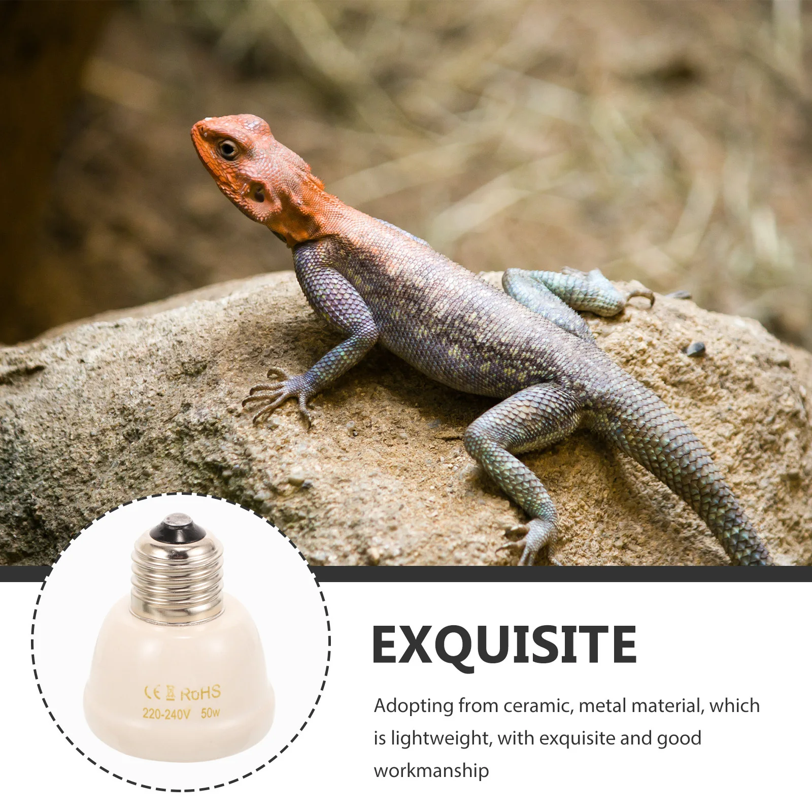 

50W Reptile Heat Lamp Bulb Ceramic Heating Bulb for Bearded Dragons Turtles Lizards Chameleons Terrarium Warmth