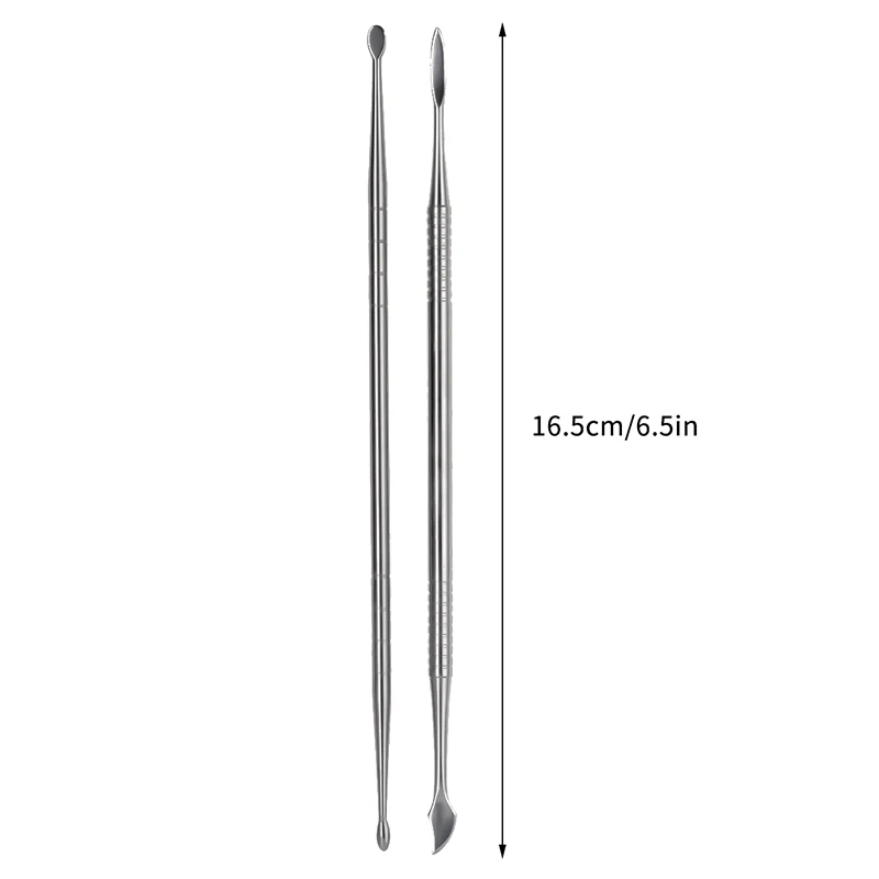 Varilla de Metal para tallar uñas de doble cabeza, extensión de pegamento, espátula para quitar Gel, herramienta de eliminación de inmersión de esmalte de uñas