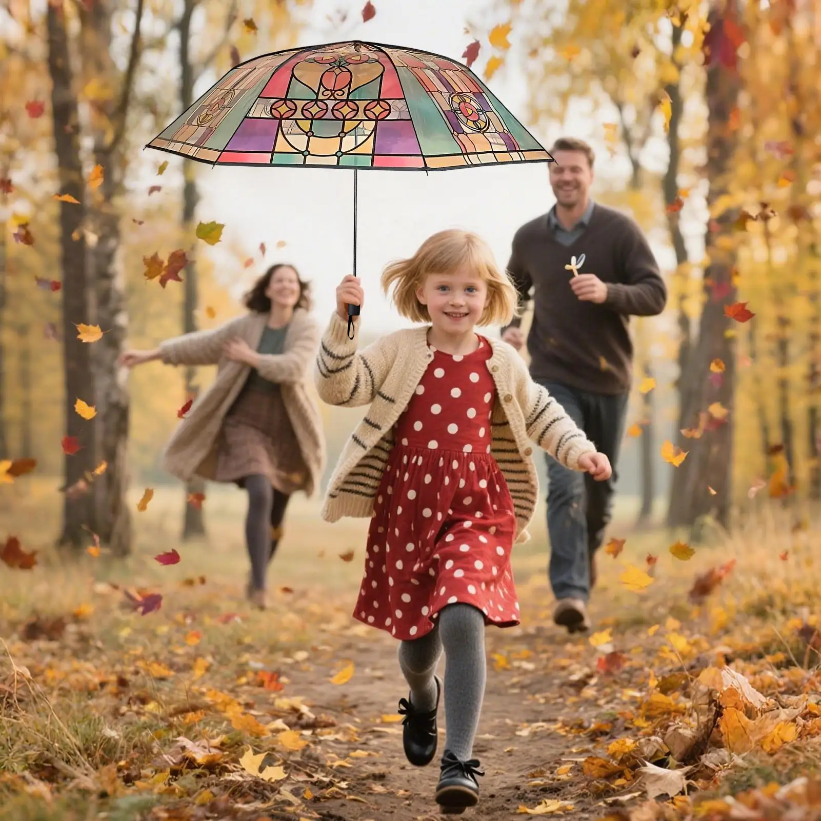 مظلة المظلة خمر مظلات الزجاج الملون للنساء إطار قوي حماية المطر المظلة للسيدات البالغات الأم #3