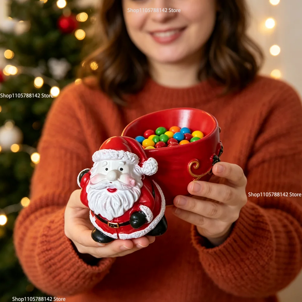 Christmas Santa Claus Storage Tray Resin Decorative Figurine Multi-Functional Storage Ornament for Festive Decoration Gift