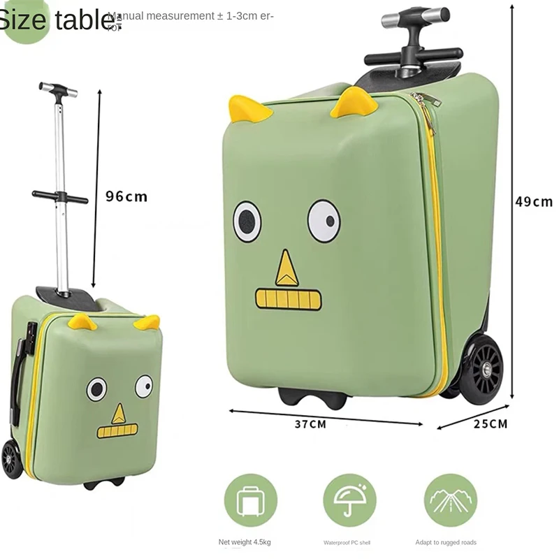 Lazy Men Suitcase Kids Ride on Trolley Luggage Walking Luggage Baby Mother Travel Wheeled Suitcases Foldable Carry-on Suitcases