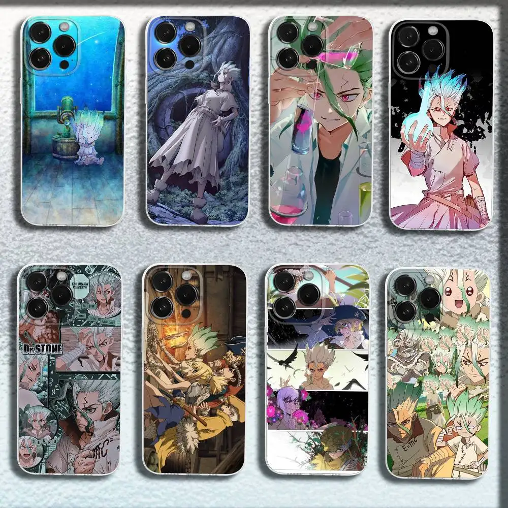 

D-Dr Stone Anime Phone Case For iPhone 16,15,14,13,12,11 Plus,Pro,Max,XR,XS,Plus,E,SE4,Mini Transparent Cover