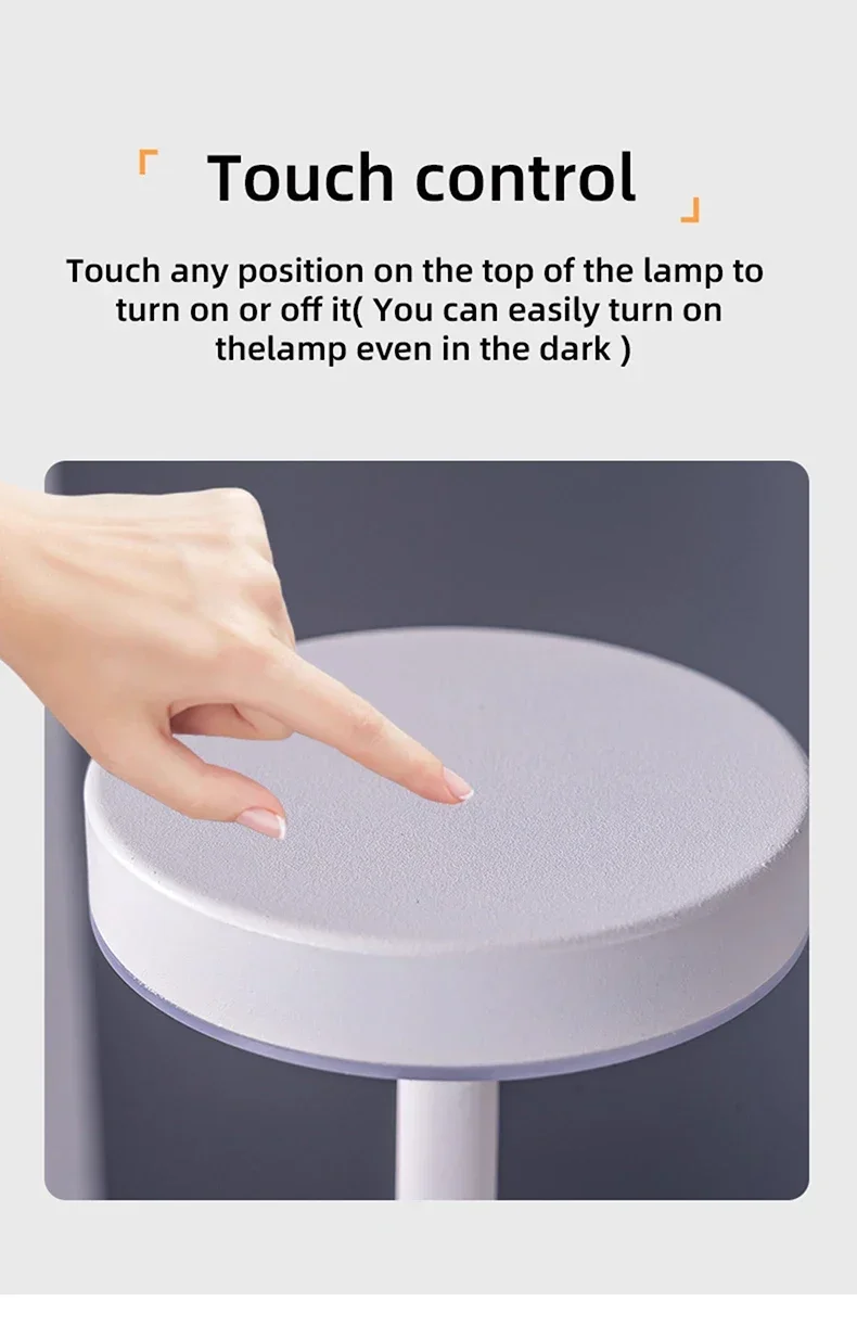 Portable LED Wireless Touch Desk Lamp Rechargeable Table Light 3 Colors Dimmable Bedside Creative Ambient Lamp for Room Decor