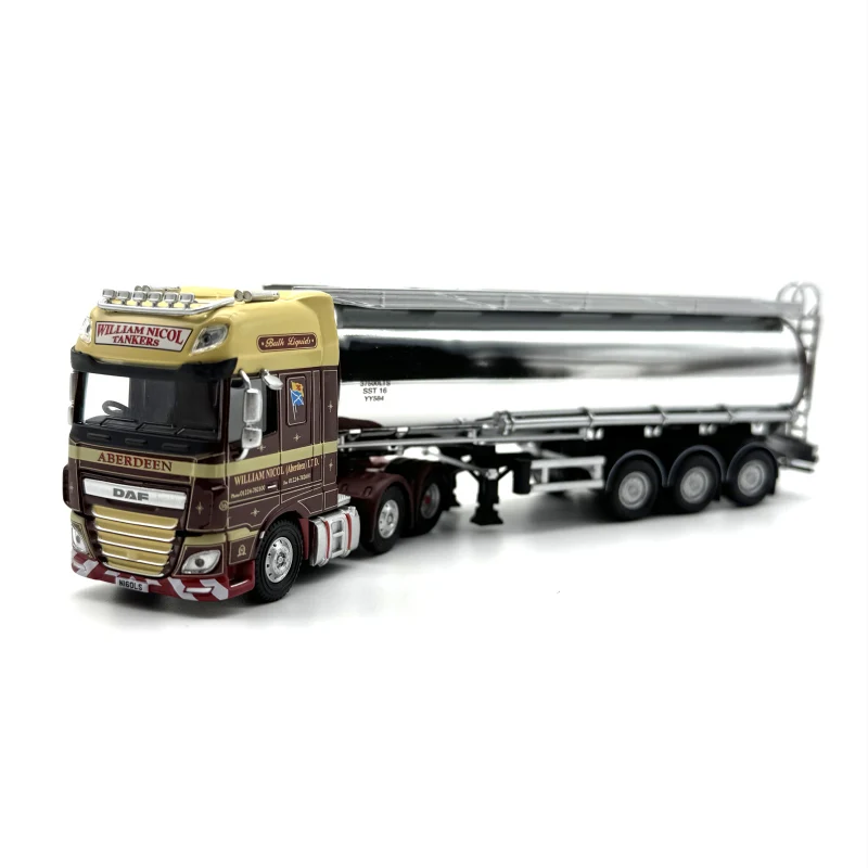 Diecast Alloy 1:76 Scale DAF-XF Tank Truck Trailer Cars Model Adult Toys Classic Collectibles Souvenir Gift Static Display