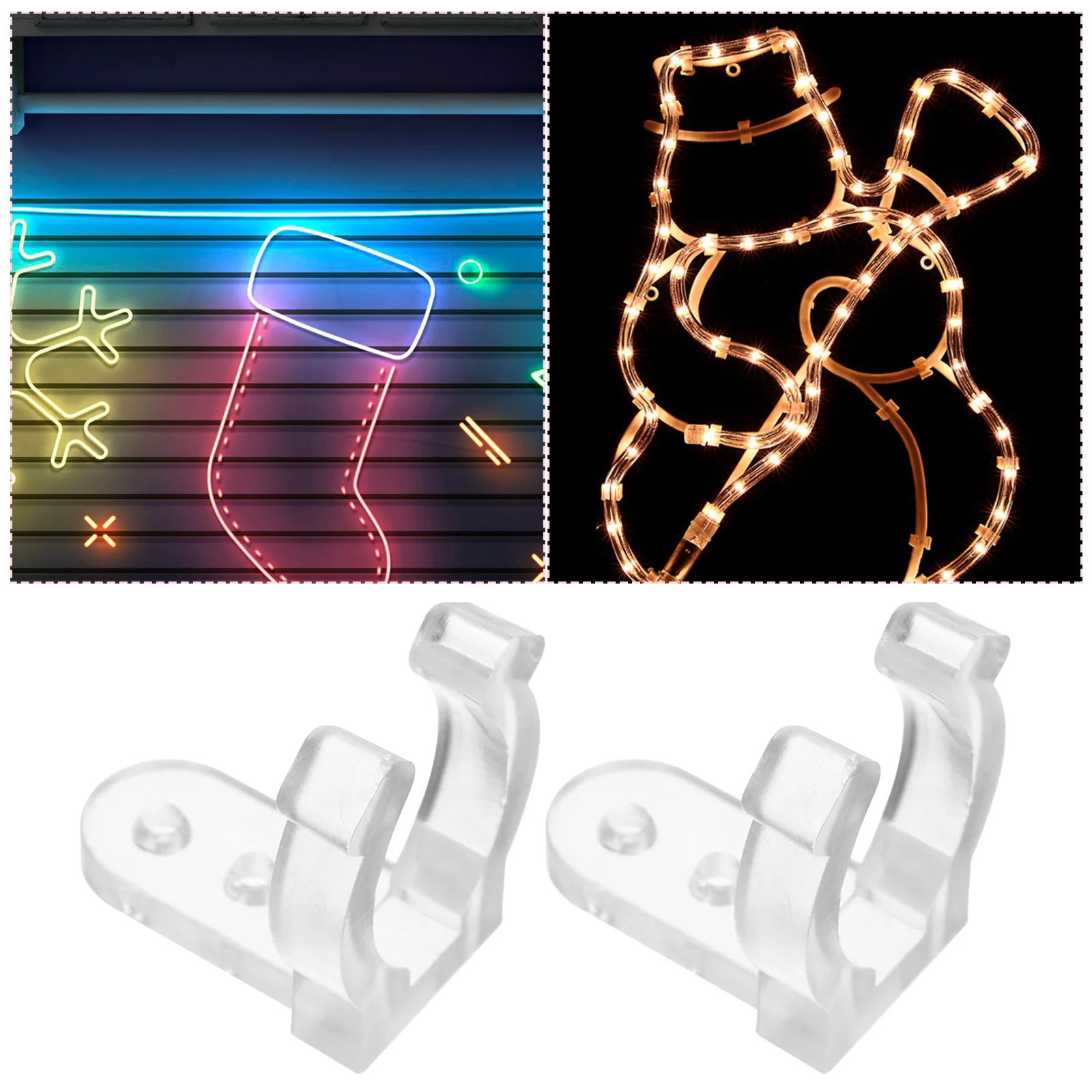 100 Pcs LED Rope Light Clips Holder PC Rope Light Mounting Clips with 200 Pcs Screws (Transparent) LED Rope Light Clamp