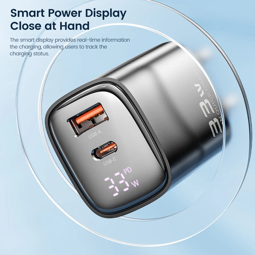 Toocki GaN 33W USB Charger for Samsung LED Digital Display PD 3.0 QC3.0 Fast Charging USB C Charger for iPhone 15 Pro Max Plus image 4