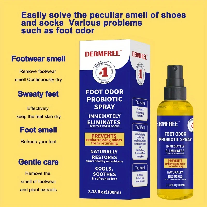 100ml Foot Deodorizing Spray Shoe Shock Antibacterial Spray Foot Odor Stink Freshener Socks Remover Spray Refresh Antiperspirant