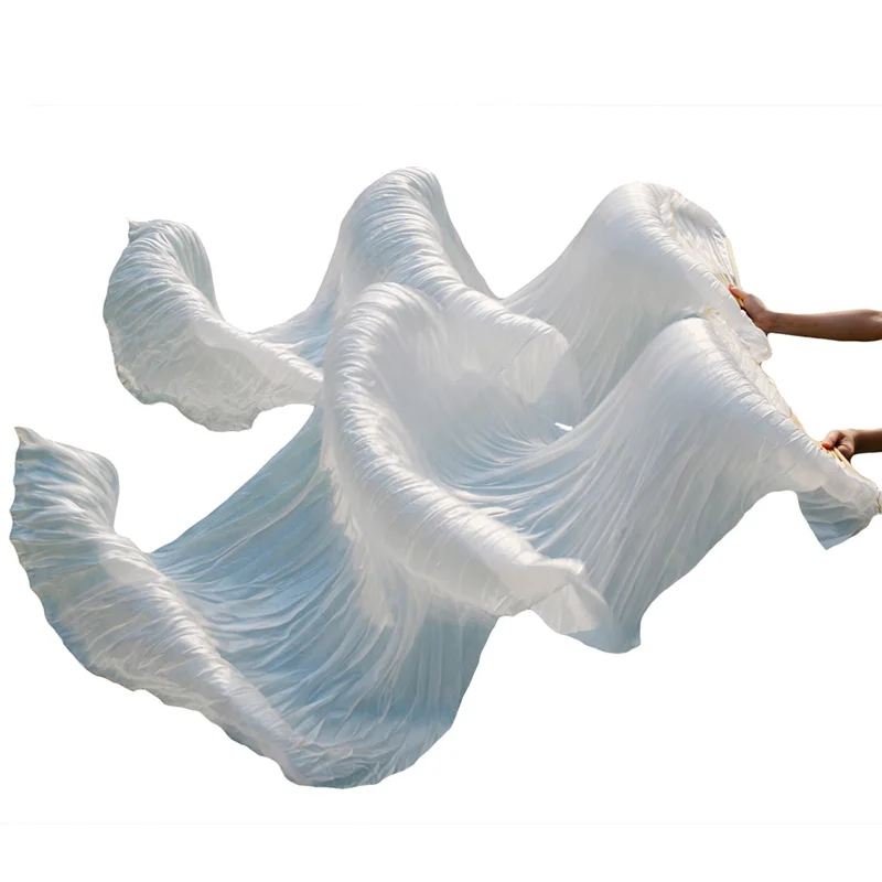 Gradient Real Silk Veil Belly Dance Practice Competition Props Stage Show Costume Accessory Hand Dye Flowy Extra Long 180cm