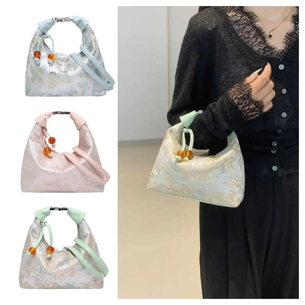 

Casual Chinese Style Embroidery Banquet Bag Large Capacity Commuting Hanfu Handbag Cheongsam Accessories Elegant Wrist Bag Party