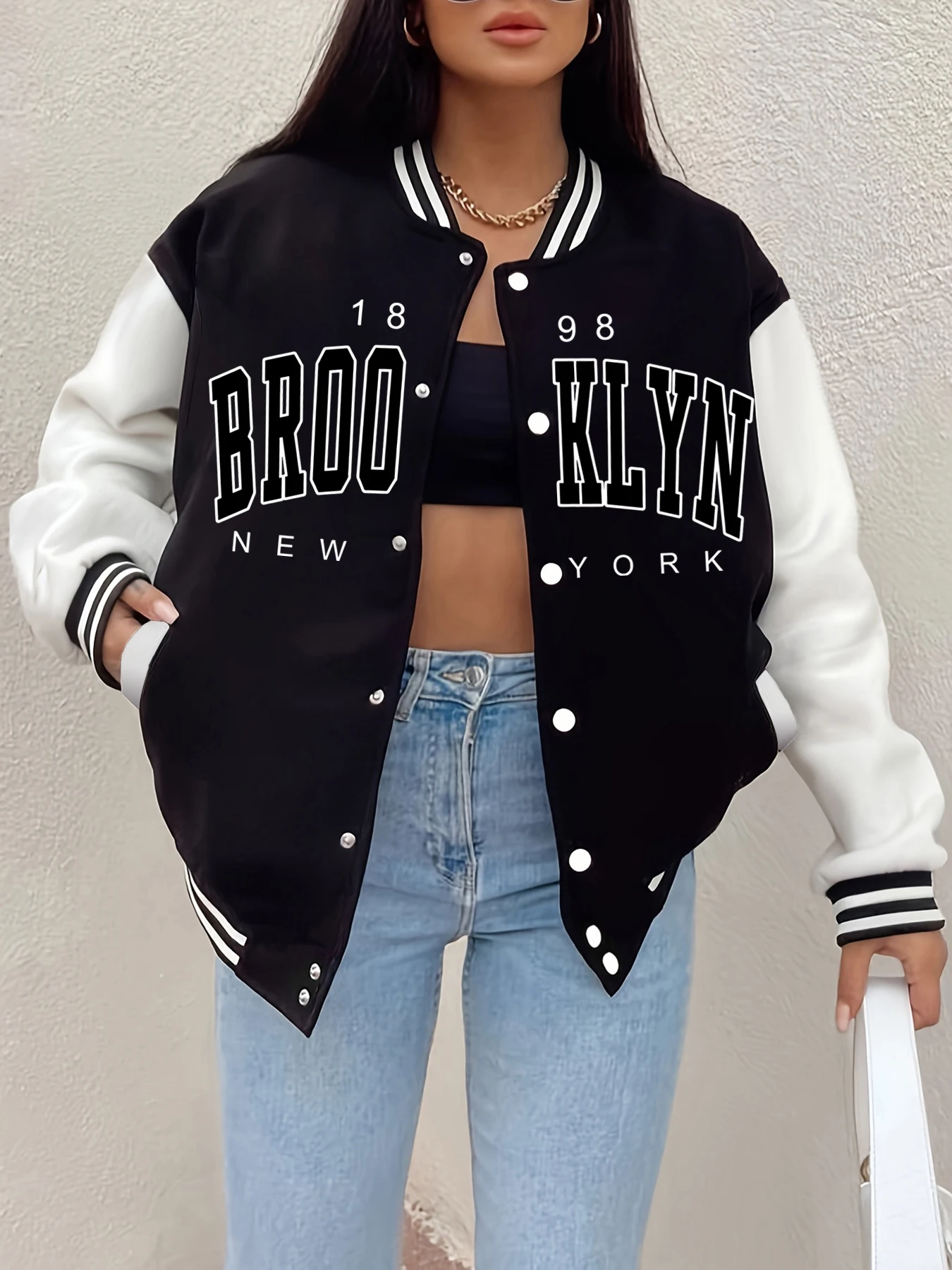Brooklyn New York Letter Prints Jackets Women Winter Fleece Warm Baseball Uniform Hip Hop Street Coats Fashion Womans Clothing