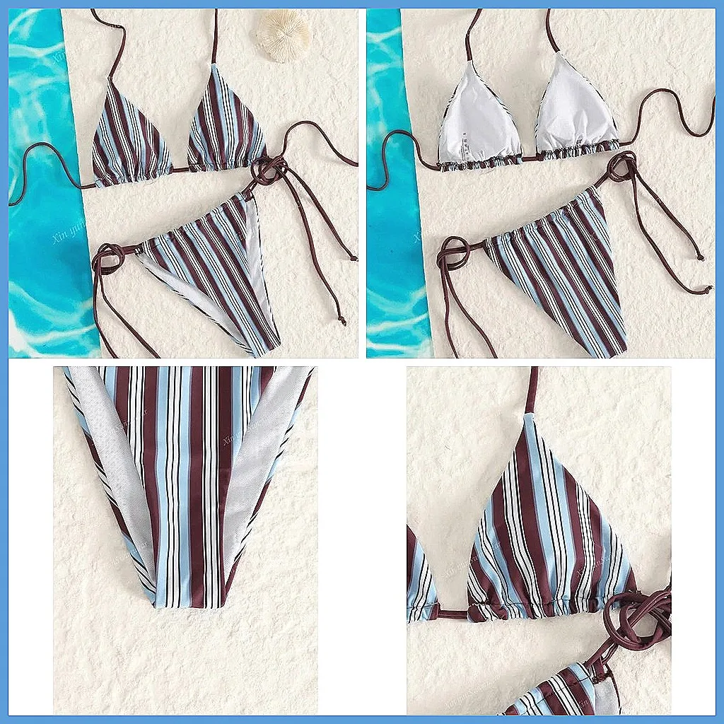 

2026 Striped Brazilian Bikini Set for Women, Sexy High-Waisted Swimsuit Two Piece Beachwear (Number of Characters: 78)