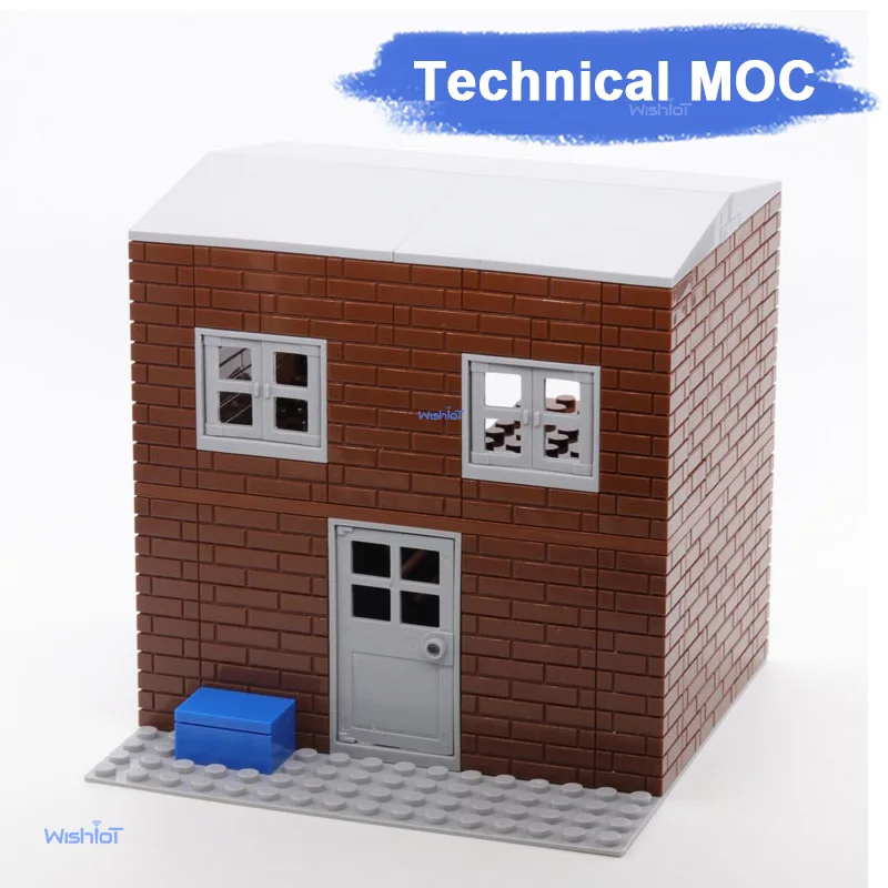 113 قطعة من مكعبات البناء على شكل منزل أحمر، نموذج معماري مصغر من طابقين، لعبة تعليمية للأطفال