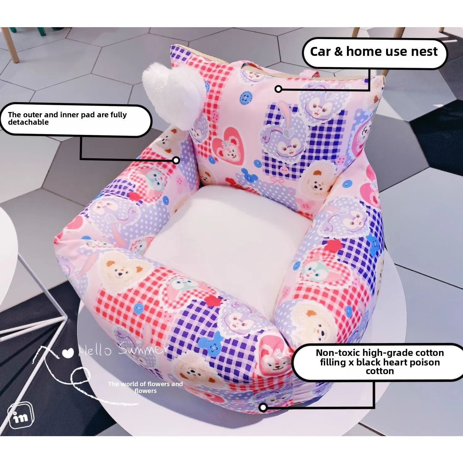 

2025 Designer Luxury Removable Washable Anti-Dirty Four Seasons Pet Cat Nest Kennel Dog Bed Car Cushion Car Seat Dog accessories