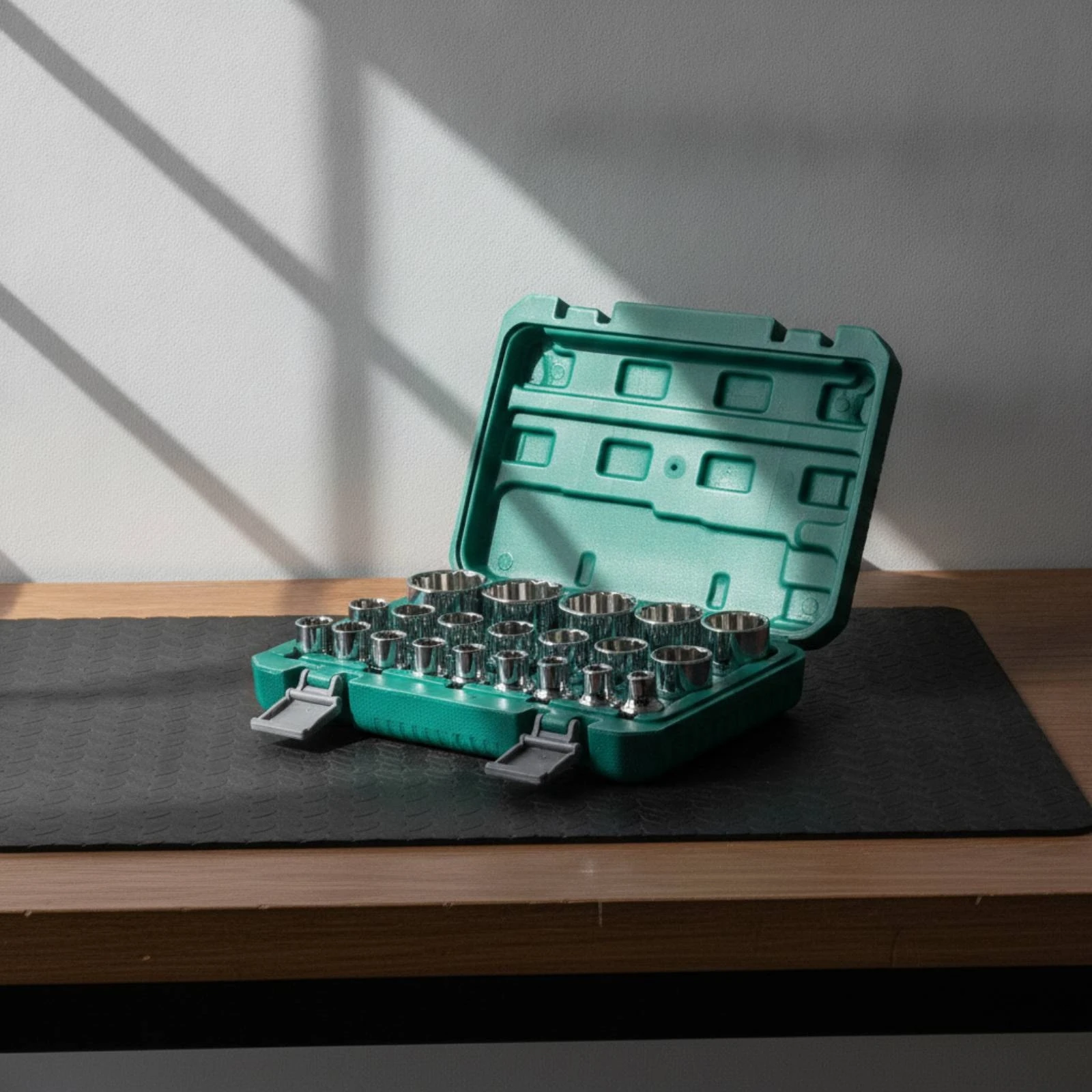 21 Pieces Short Socket Set with Carrying Case Portable Drive Socket Set with Case Tool Kit Sturdy Strong for Mechanics