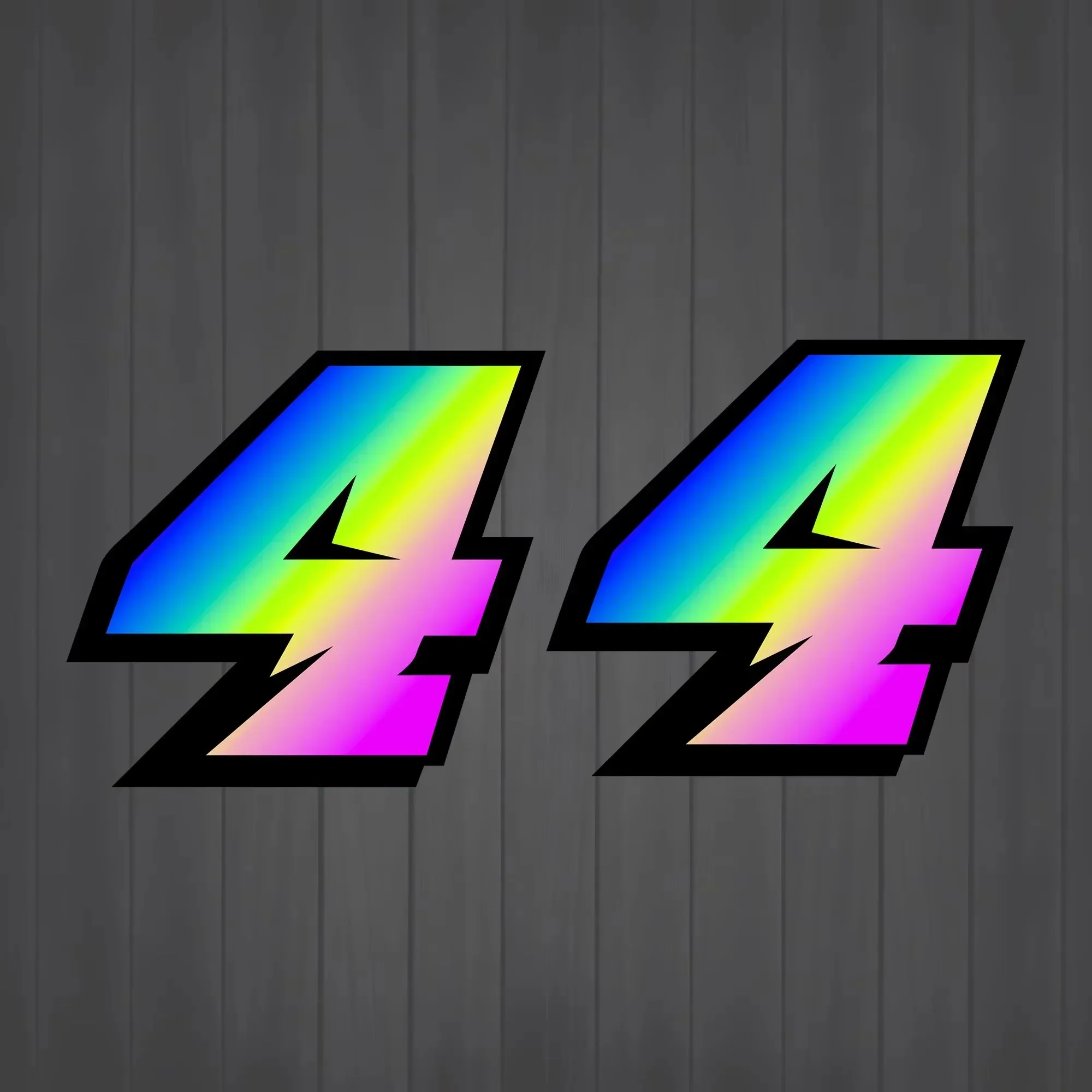 2 Stück Motorrad-Rennzahlen-Aufkleber DIY Reflektierende Regenbogen-Aufkleber Nummern-Helm Auto-Styling 3D-Aufkleber