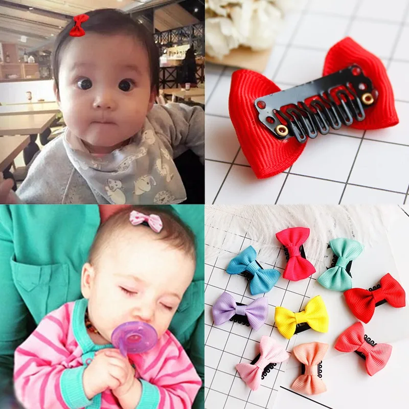 10/20Pcs Baby Mini Small Bow Hair Clips Hairpins Safety Cute Hair Pins Ribbon Barrettes for Children Girls Kids Hair Accessories