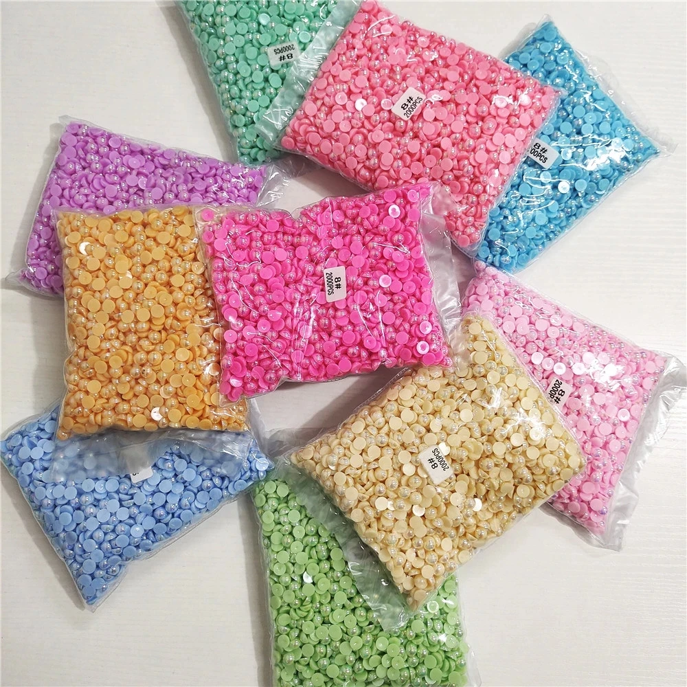 

Multi-size all colours AB Half Round ABS Imitation Flatback Acrylic Pearl Glue On Pearls Beads NailArt Crafts Diy Decorations