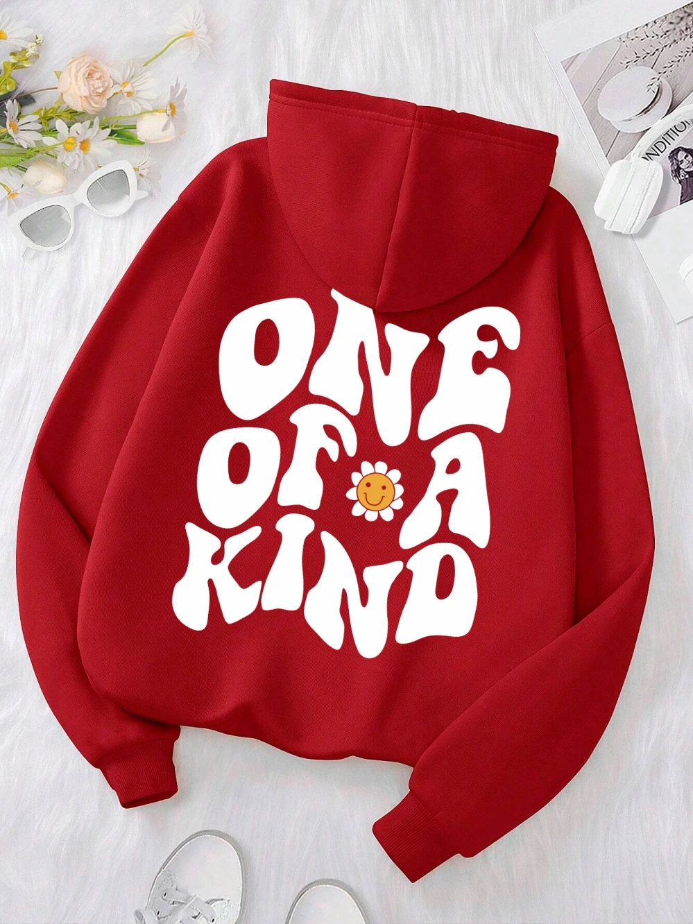 One Of A Kind Chrysanthemum\'s Smile Printing Hoody Man Fleece fur-liner Sweatshirt Oversize S-XXL Hooded Street Clothes