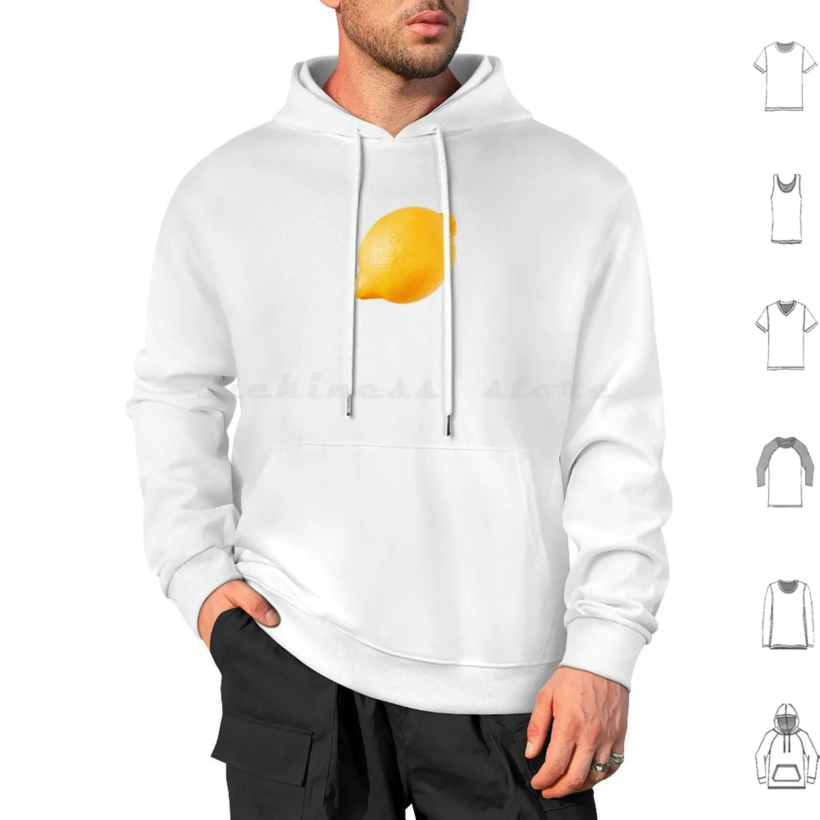 A Giant Lemon Cut-Out Hoodie cotton Long Sleeve Fruit Lemon Citrus Halftone Large Yellow Juice Orange Cut Out