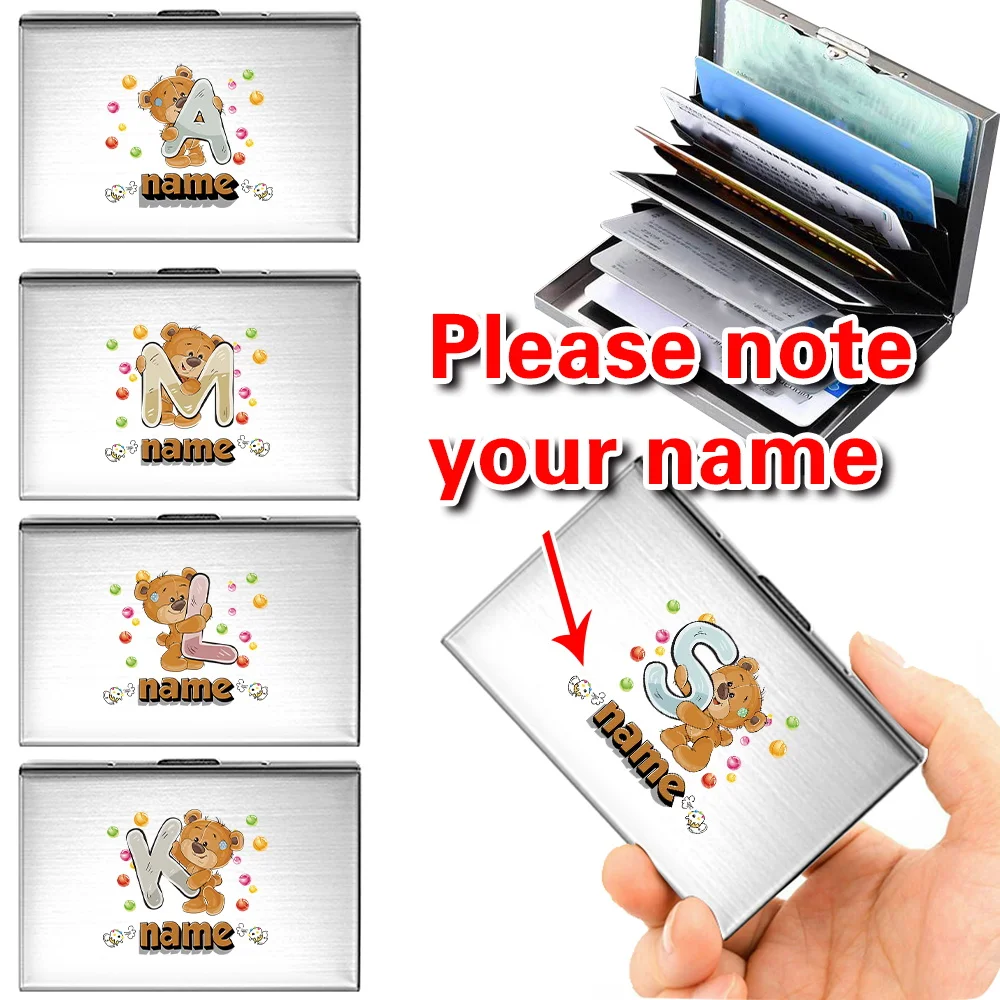 

Персонализированное индивидуальное имя, портативный банк, коробка для хранения кредитных карт, 6 слотов для карт, сумка для денег, буквенный узор, товары на заказ