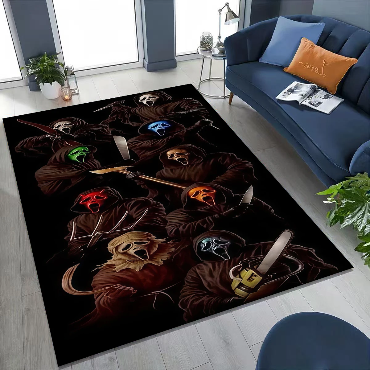 

Horror Characters S-Scream Ghost Face Rug for Bedroom Living Room Sofa Home Doormat Decor, Large Kids Play Non-slip Floor Mat