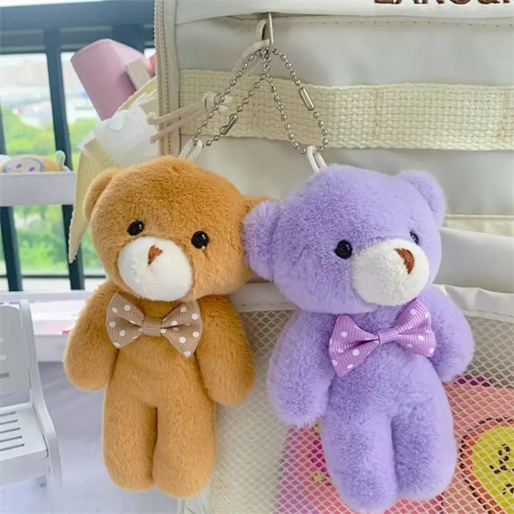 

Stuffed Animals Plush Little Bear Keychain Plush Doll Couple Toy Bow Bear Doll Keychain Soft 13Cm Bear Bag Pendant