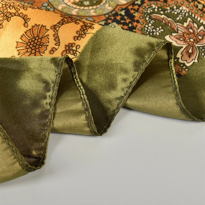 90X90CM Luxus Retro Marke Platz Schal für Frauen Sonnencreme Strand Kopftuch Hijab Mädchen Alle Jahreszeiten Schals Dame bandana Stirnband