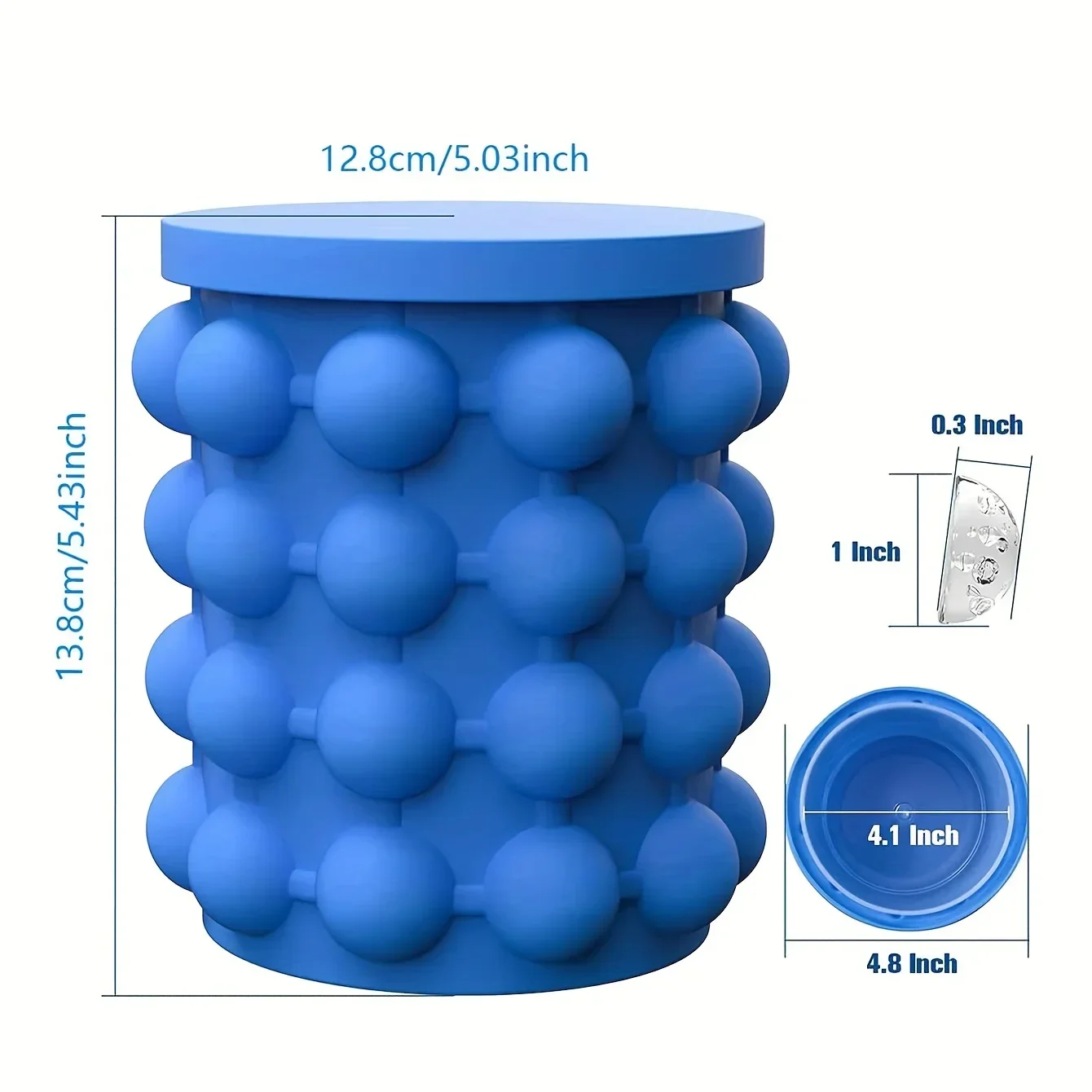 1pc, Ice Trays Blue Silicone Ice Bucket Cup with Lid (2 in 1) Cube Maker for Frozen Cocktail Whiskey